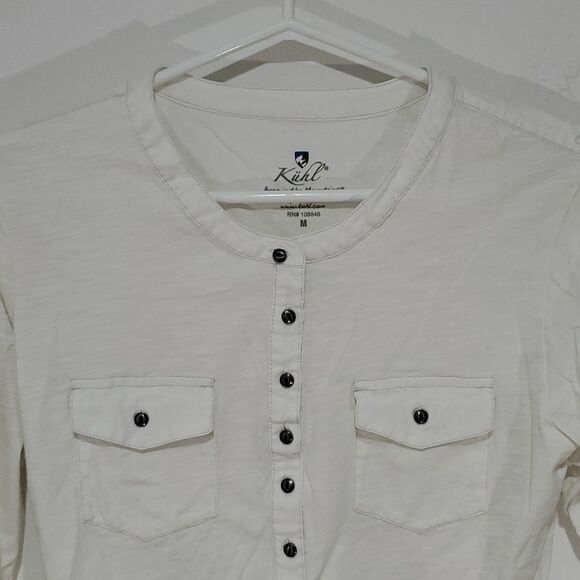 KUHL medium white button down  long sleeve shirt - Picture 2 of 8